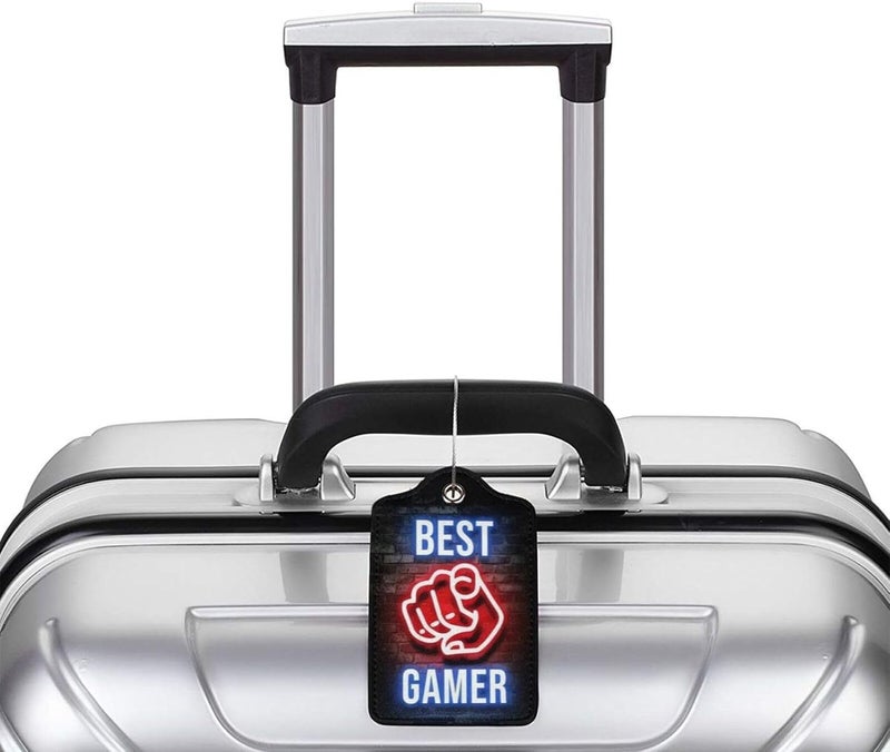 GACCAP 2 Pack Luggage Tags for Suitcase, Privacy Cover ID Label with Stainless Steel and Address Card for Travel Bag Backpack Cruise Ship Essentials Tag Men Boys - Best Gamer - Image 5